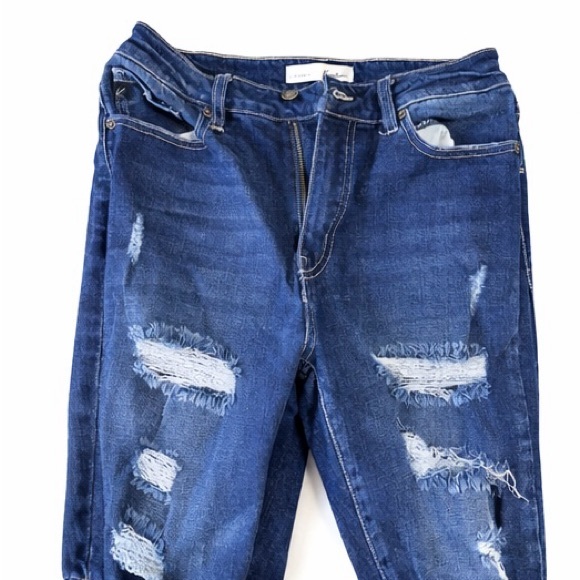 KanCan Denim - KanCan Dark Blue Distressed Boyfriend Jeans